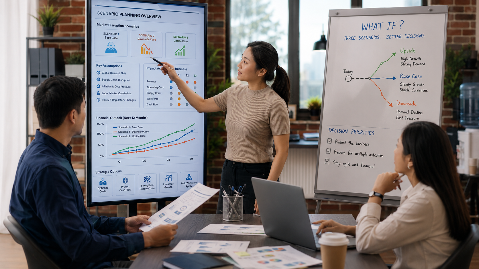Executives reviewing branching Workday scenario planning paths during market disruption article preview image