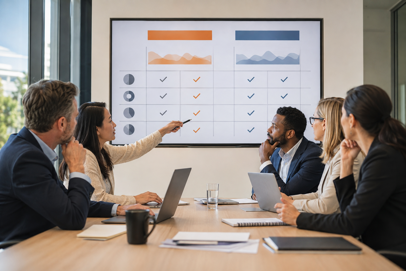 Executives comparing two enterprise software finalists with a decision scorecard article preview image